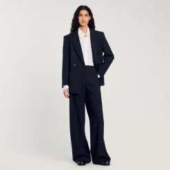 Pantalon Droit à Fines Rayures
