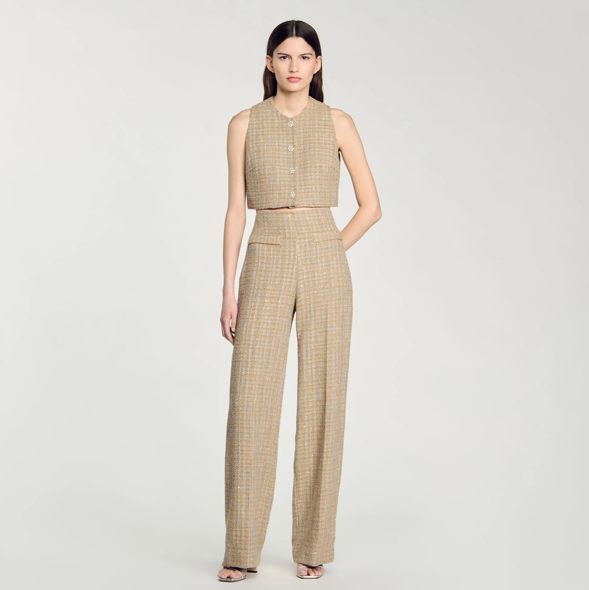 Pantalon Droit En Tweed