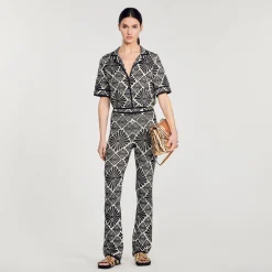 Pantalon Jacquard Fleur