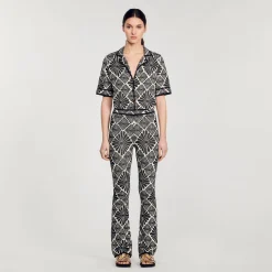 Pantalon Jacquard Fleur