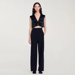 Pantalon Large à Bande Latérale Satinée