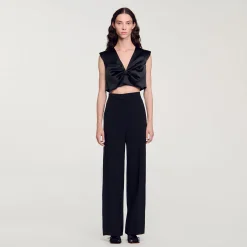 Pantalon Large à Bande Latérale Satinée