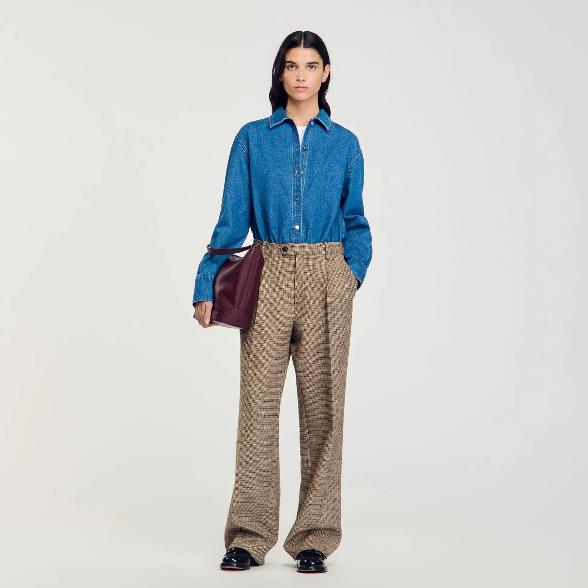 Pantalon Motif Pied De Poule