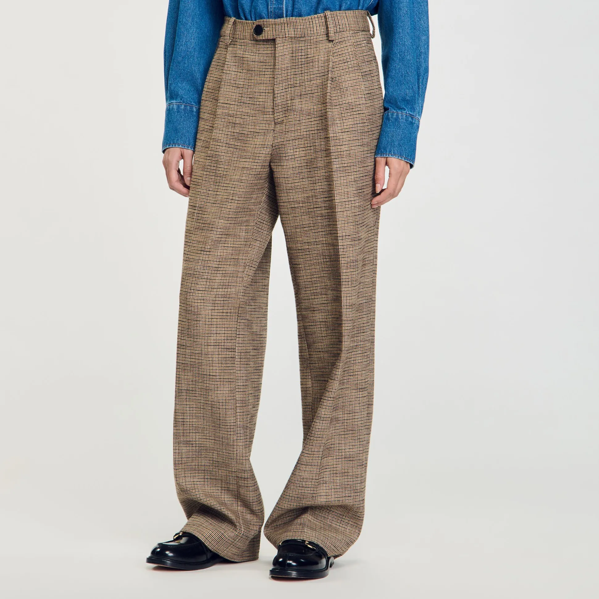 Pantalon Motif Pied De Poule