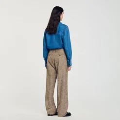 Pantalon Motif Pied De Poule