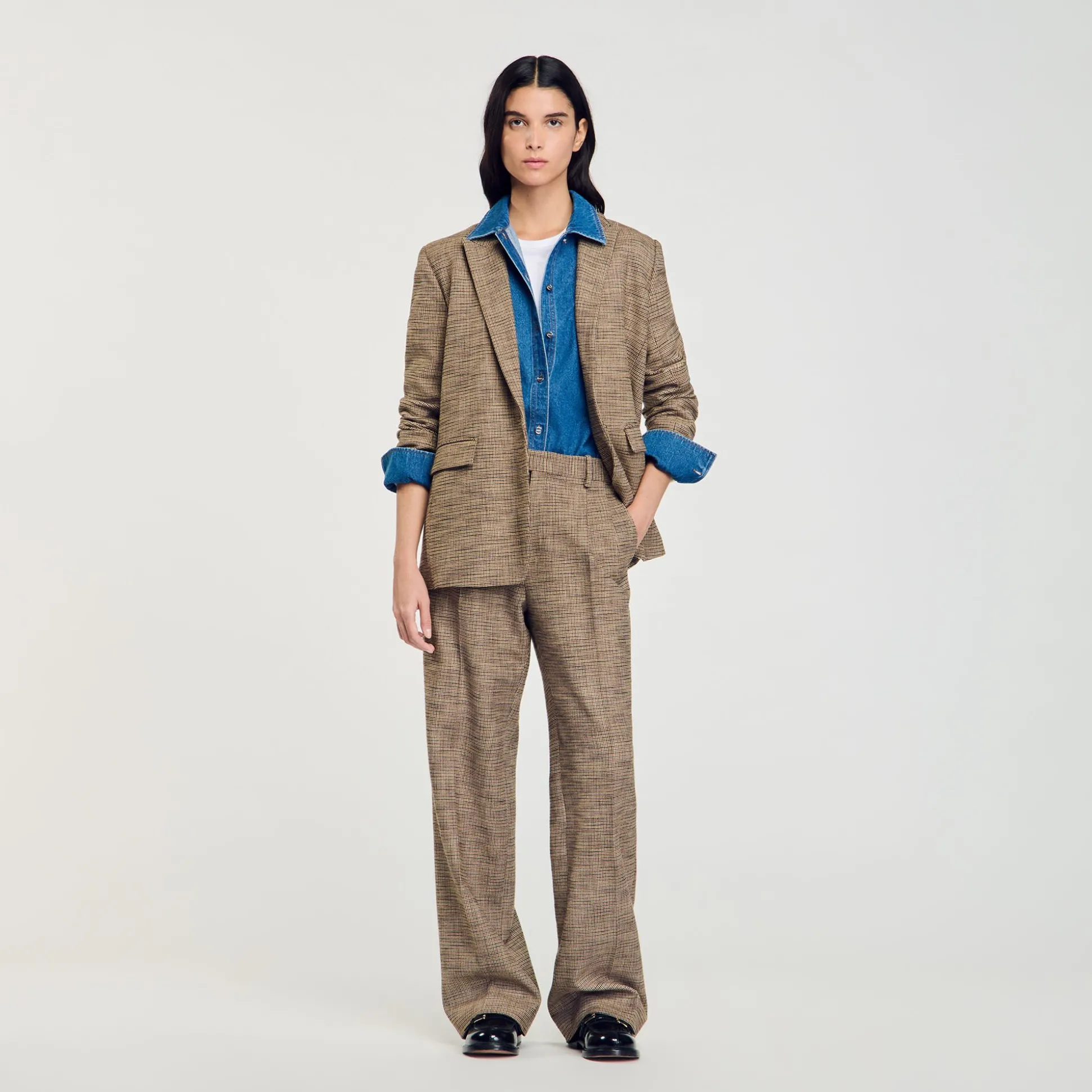 Pantalon Motif Pied De Poule