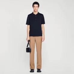 Polo En Maille à Col Zippé