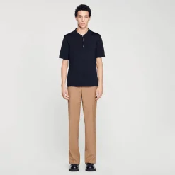 Polo En Maille à Col Zippé