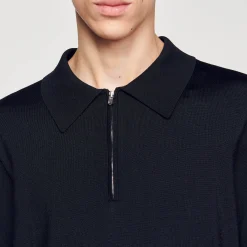 Polo En Maille à Col Zippé