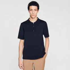 Polo En Maille à Col Zippé