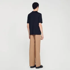 Polo En Maille à Col Zippé