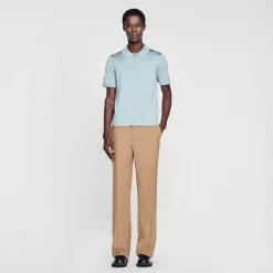 Polo En Maille à Col Zippé