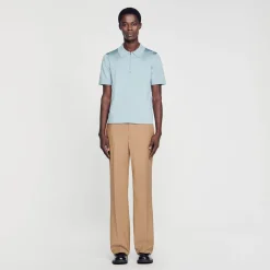 Polo En Maille à Col Zippé