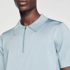 Polo En Maille à Col Zippé