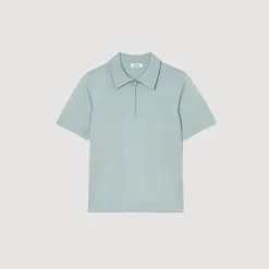 Polo En Maille à Col Zippé
