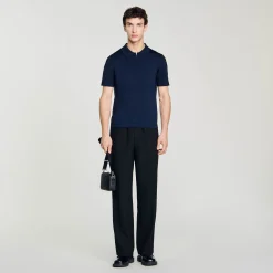 Polo En Maille à Col Zippé