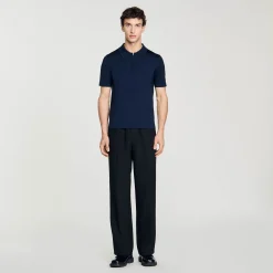 Polo En Maille à Col Zippé