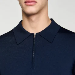 Polo En Maille à Col Zippé