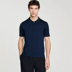 Polo En Maille à Col Zippé