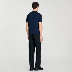 Polo En Maille à Col Zippé