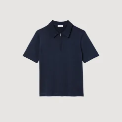 Polo En Maille à Col Zippé