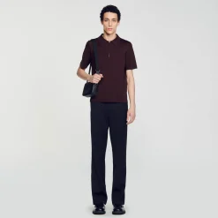Polo En Maille à Col Zippé