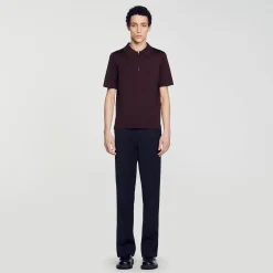 Polo En Maille à Col Zippé