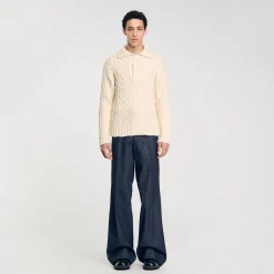 Pull à Col Polo En Maille épaisse