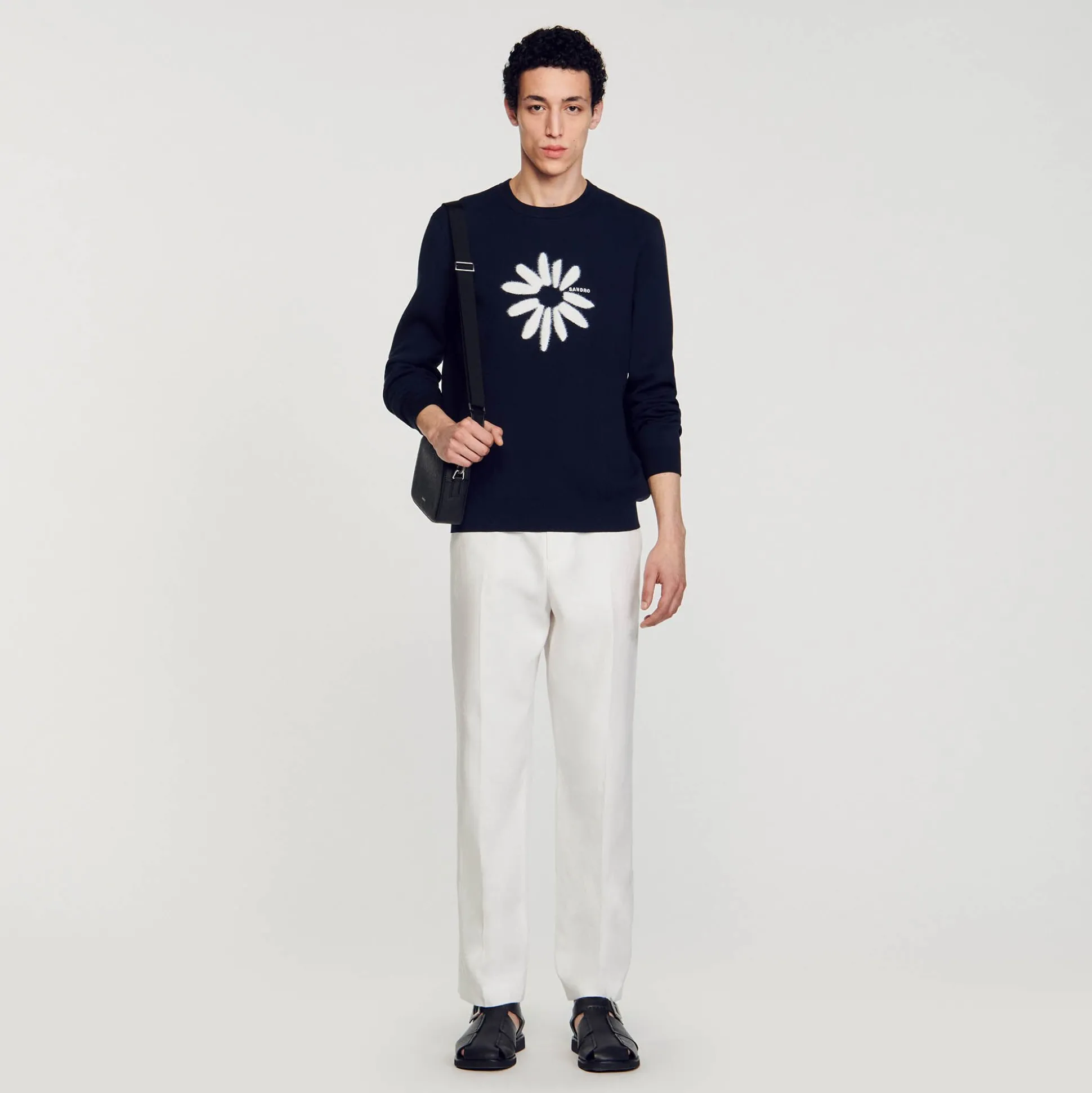 Pull à Jacquard Fleur