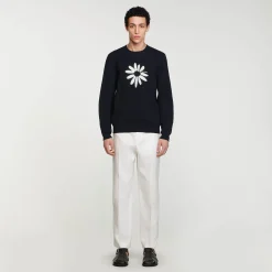 Pull à Jacquard Fleur