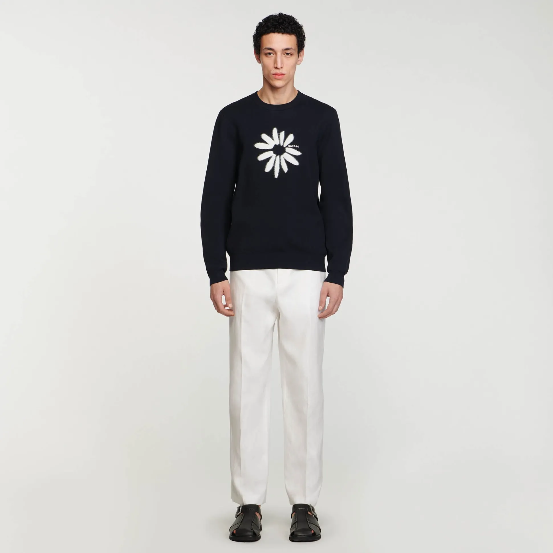 Pull à Jacquard Fleur