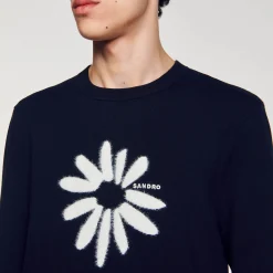 Pull à Jacquard Fleur