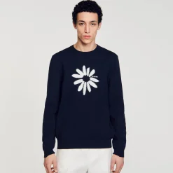 Pull à Jacquard Fleur