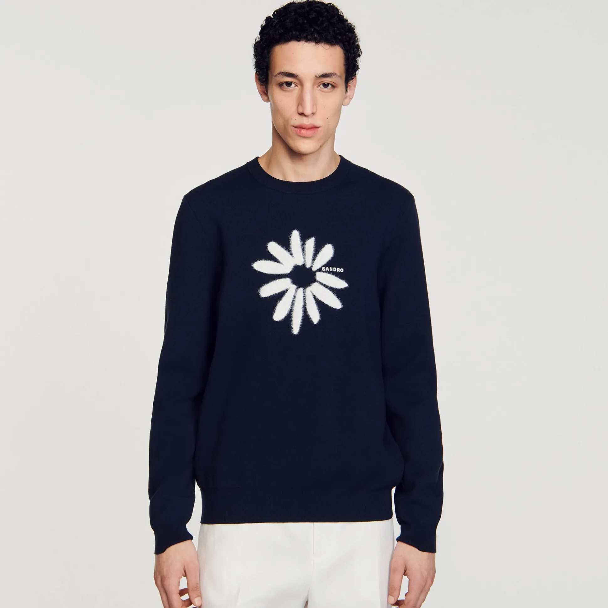 Pull à Jacquard Fleur