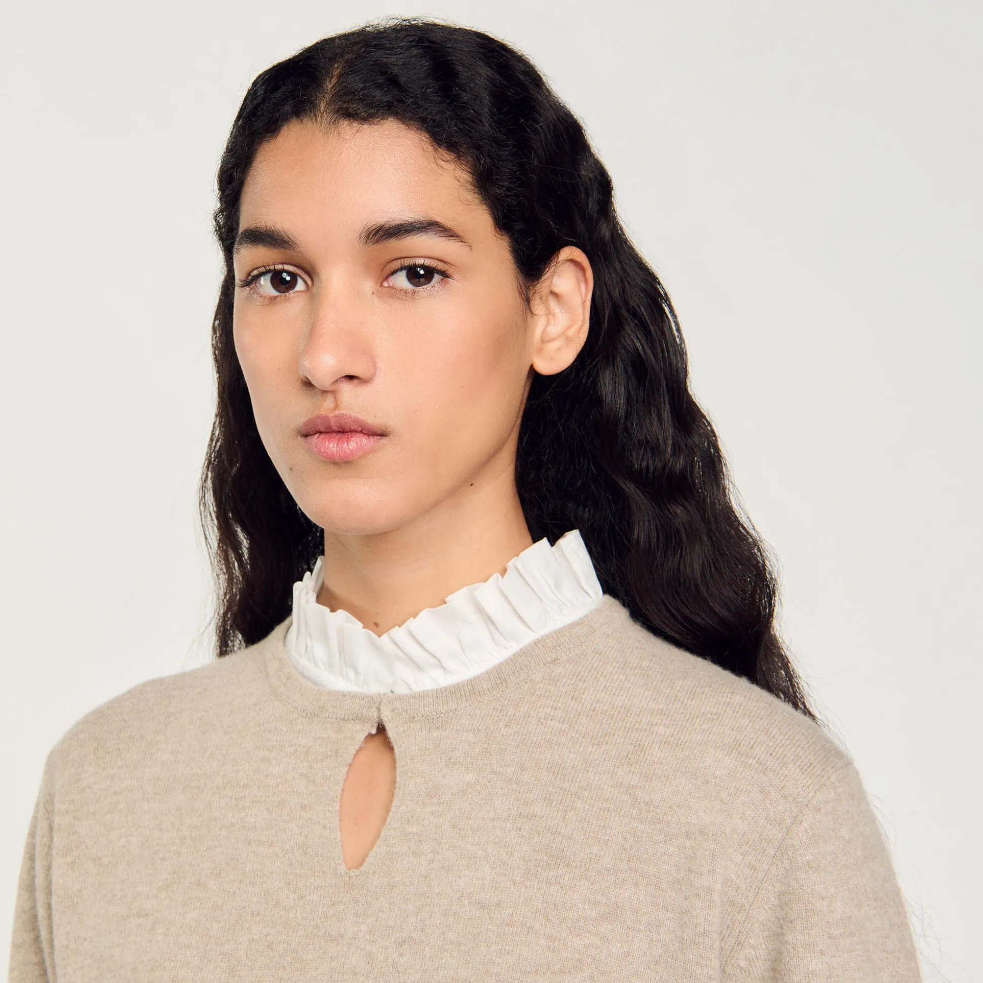 Pull En Laine Et Cachemire à Volant