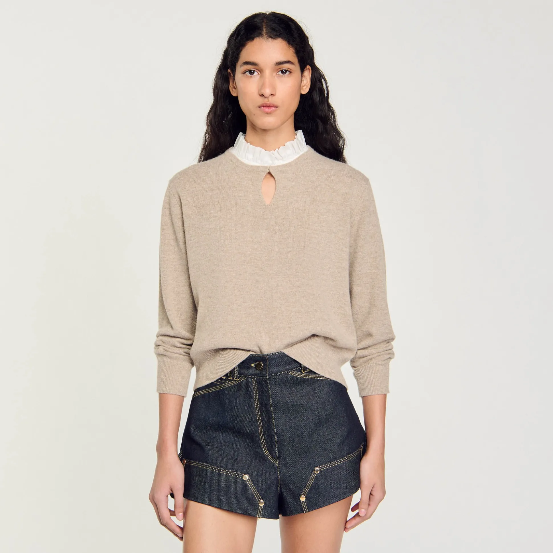 Pull En Laine Et Cachemire à Volant