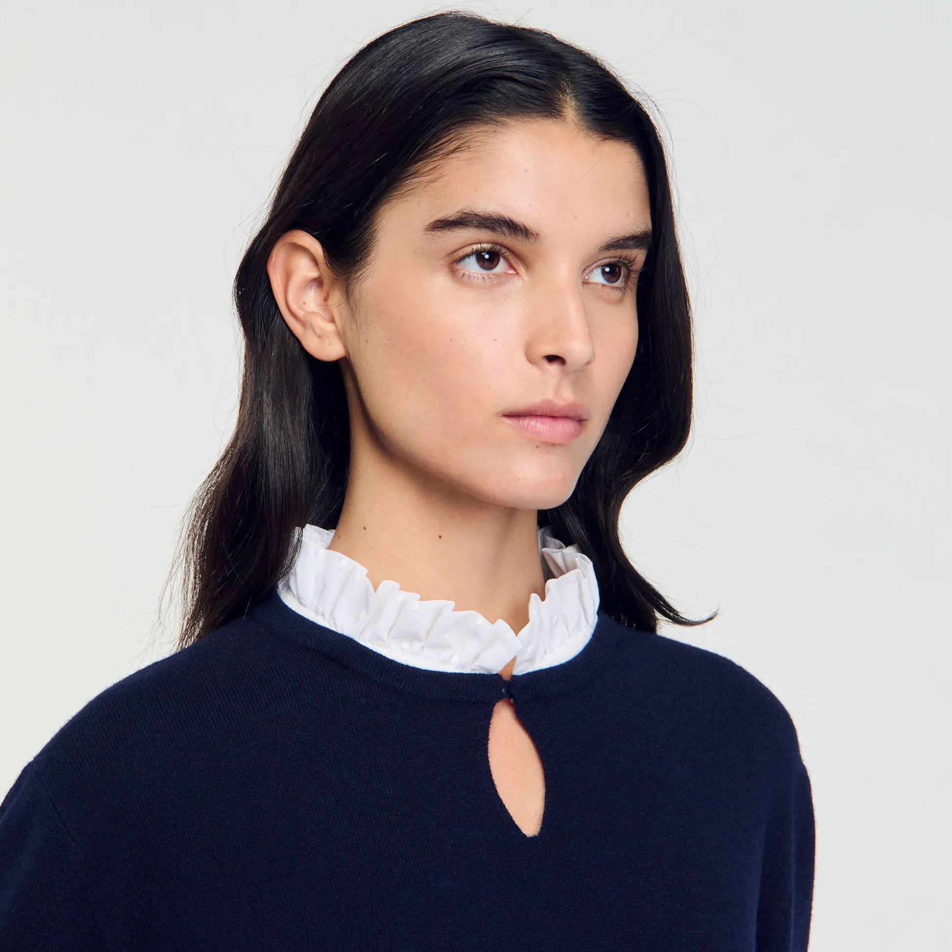 Pull En Laine Et Cachemire à Volant