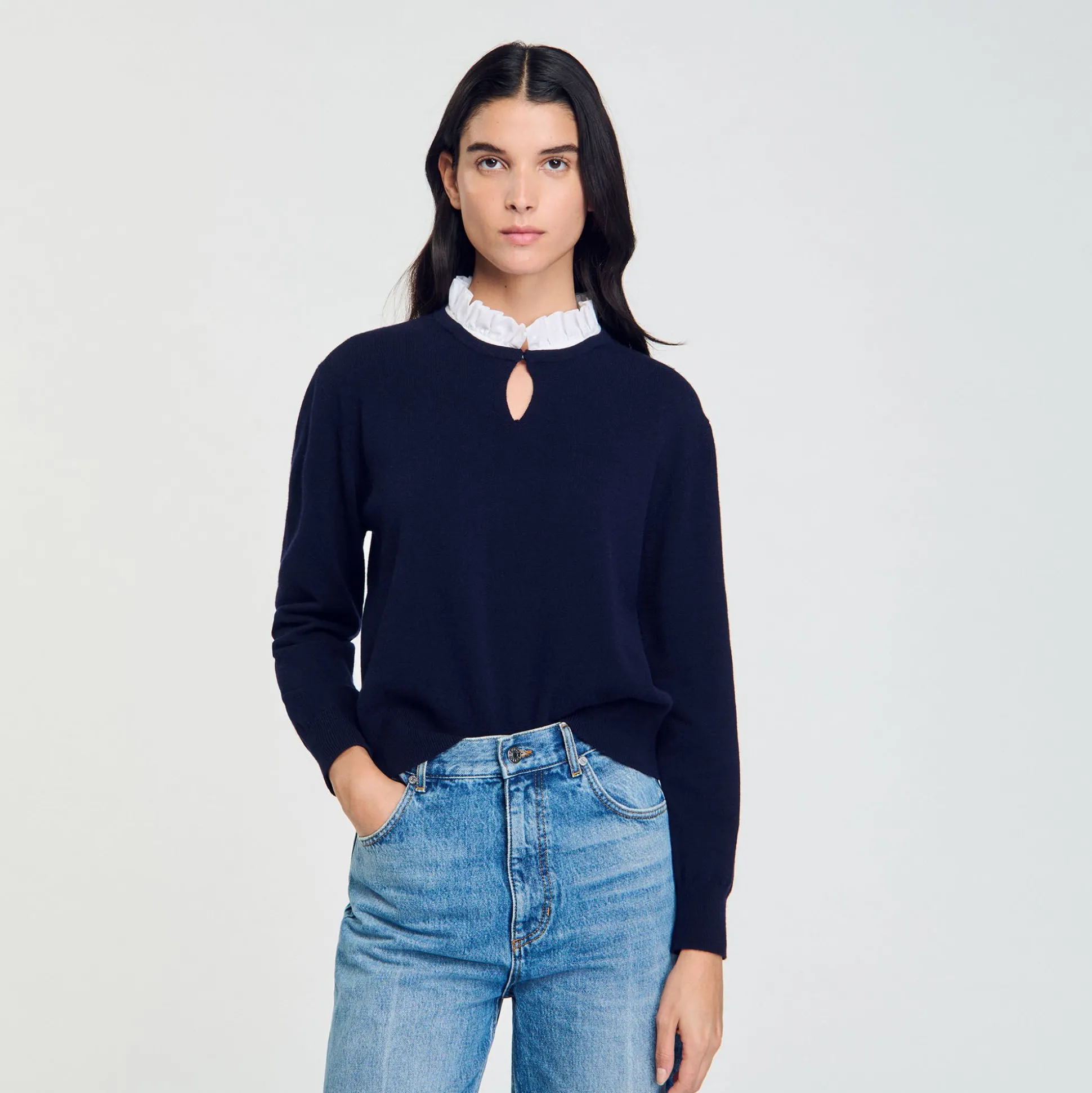 Pull En Laine Et Cachemire à Volant