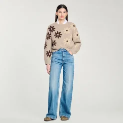 Pull En Maille à Fleurs