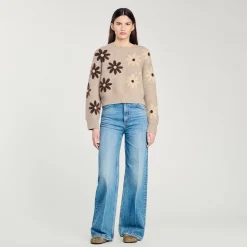 Pull En Maille à Fleurs