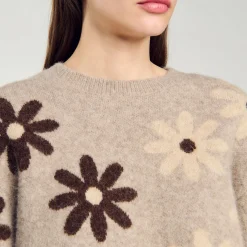 Pull En Maille à Fleurs