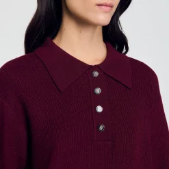 Pull Torsadé à Col Polo