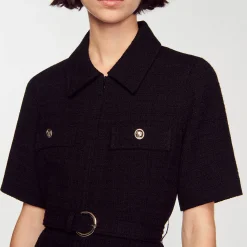 Robe à Manches Courtes Bi Matières