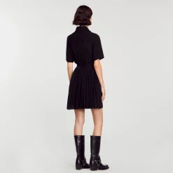 Robe à Manches Courtes Bi Matières