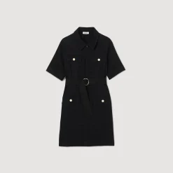 Robe à Manches Courtes Bi Matières