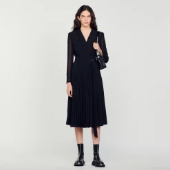 Robe Bi-matière à Manches Longues