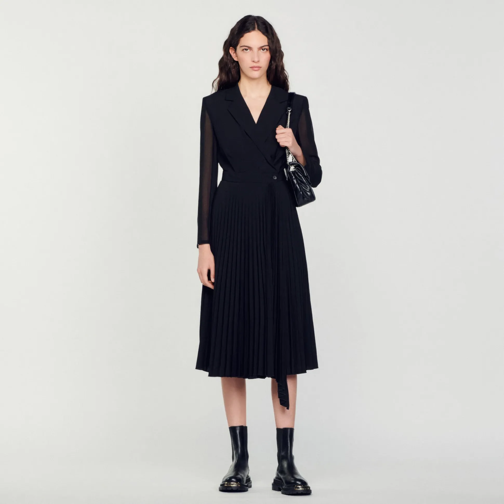 Robe Bi-matière à Manches Longues