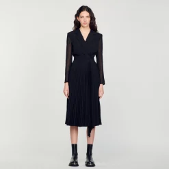 Robe Bi-matière à Manches Longues