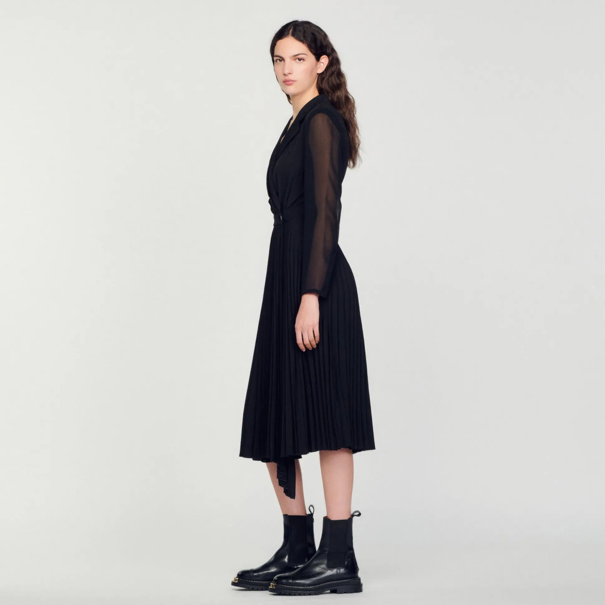 Robe Bi-matière à Manches Longues