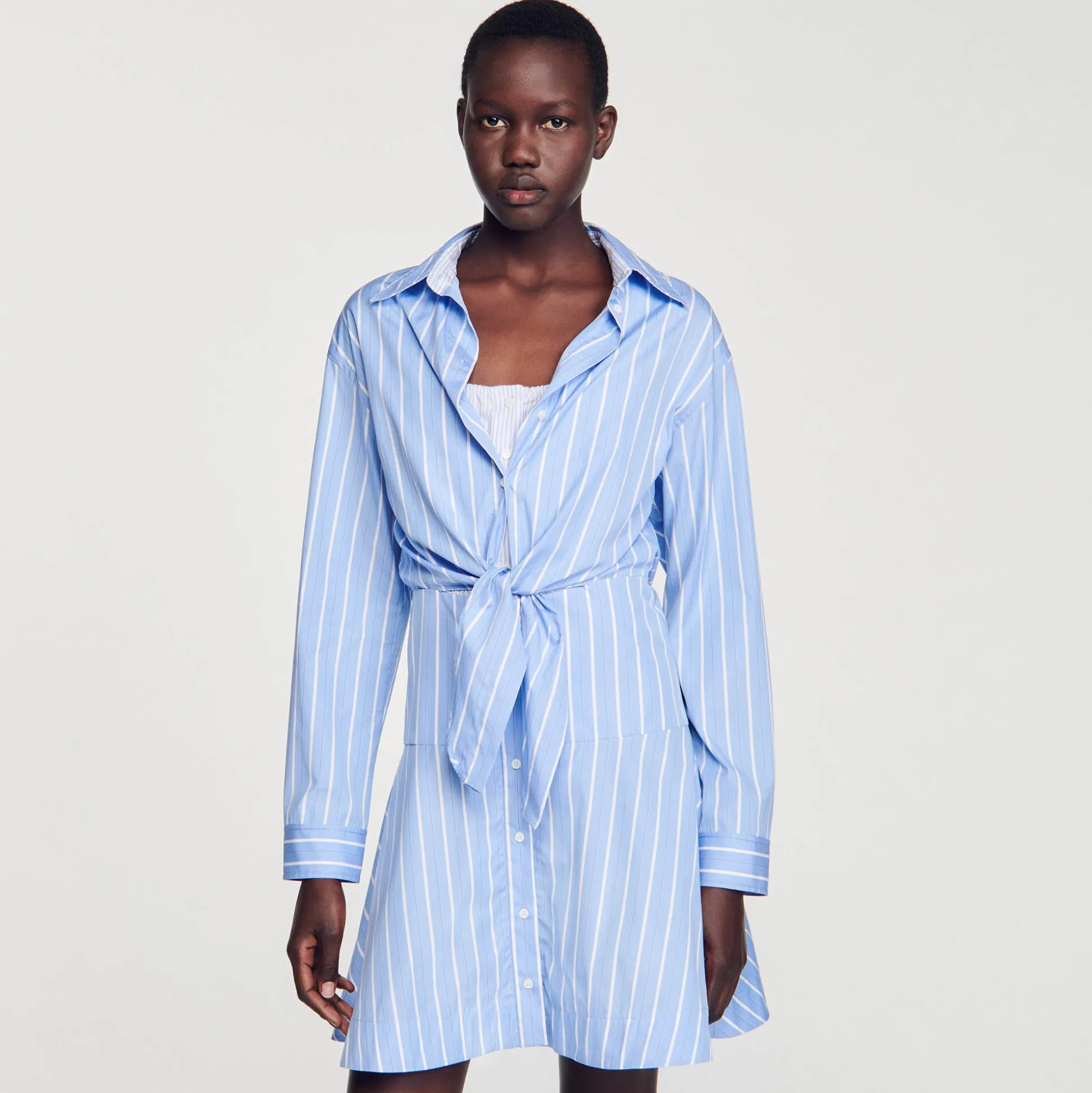 Robe Chemise Nouée à Rayures